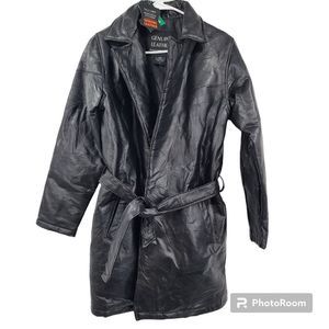 NWT Vintage Womens Genuine Leather Black‎ Coat  Size Small